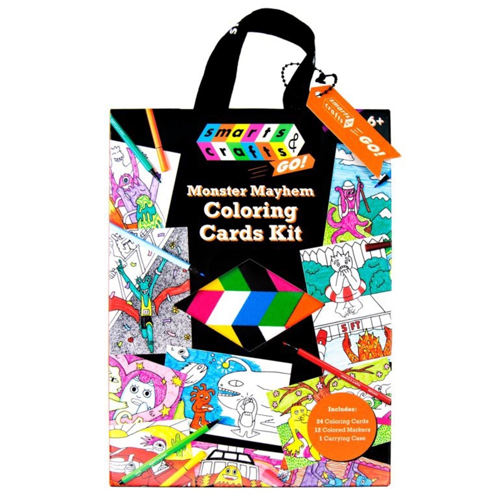 Smarts & Crafts Go Monster Mayhem Coloring Cards Craft Kit (37 Pieces)
